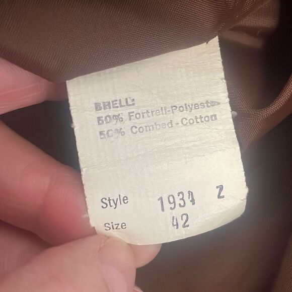 Vtg Deadstock 70s Brown Belted Jacket w Removable Faux Fur Lining 42 - Picture 15 of 15